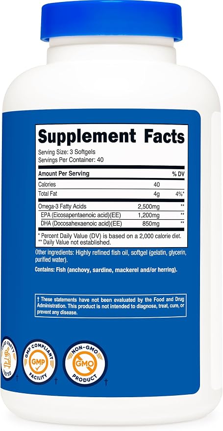 Nutricost Omega 3 2500 mg - 120 softgels | نيوتريكوست أوميغا-3 2500 ملغ - 120 سوفت جل