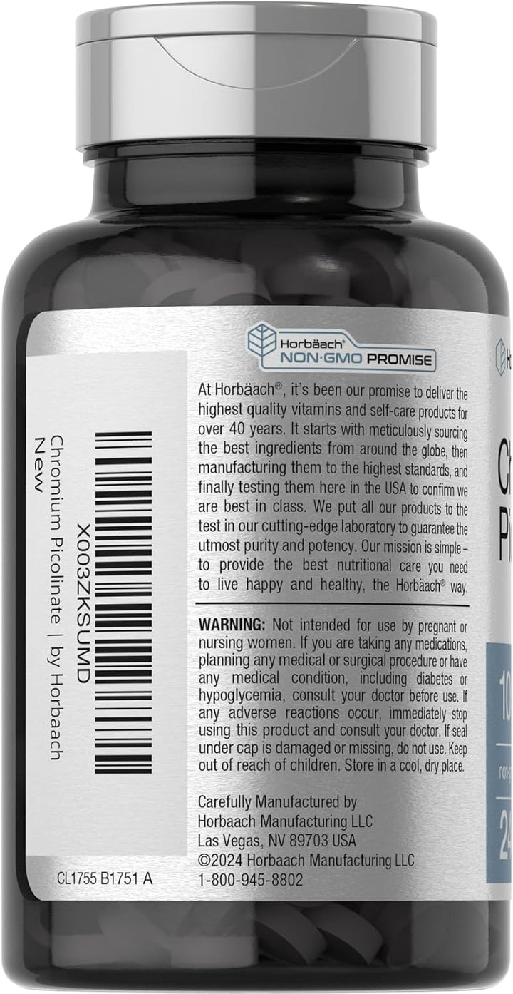 Horbäach Chromium Picolinate 1000mcg - 240 Tablets | هورباخ مكمل كروميوم بيكولينات 1000 مكغ - 240 قرص