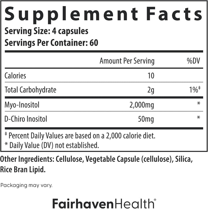 Fairhaven Myo & D-Chiro Inositol - 240 Capsules | فيرهافن كبسولات اينوزيتول و دي كايرو اينوزيتول - 240 كبسولة