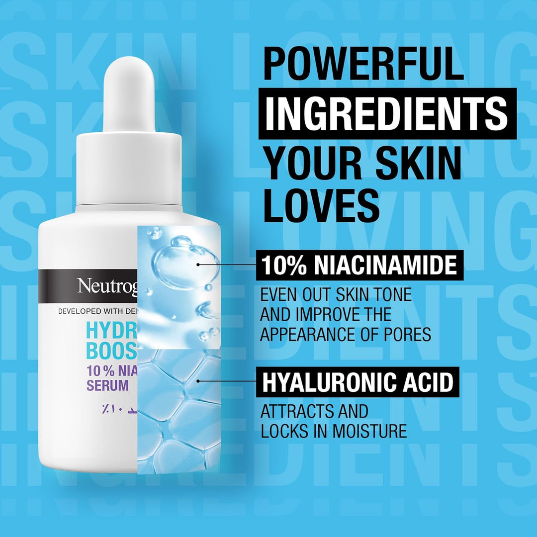 Neutrogena Hydro Boost 10% Niacinamide Serum - 30ml |نيتروجينا سيروم نياسيناميد 10% مع حمض الهيالورونيك - 30 مل