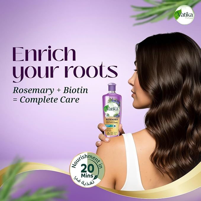 Vatika Rosemary Enriched Hair Oil Hair Strengthening - 200ml | فاتيكا زيت شعر باكليل الجبل - 200مل