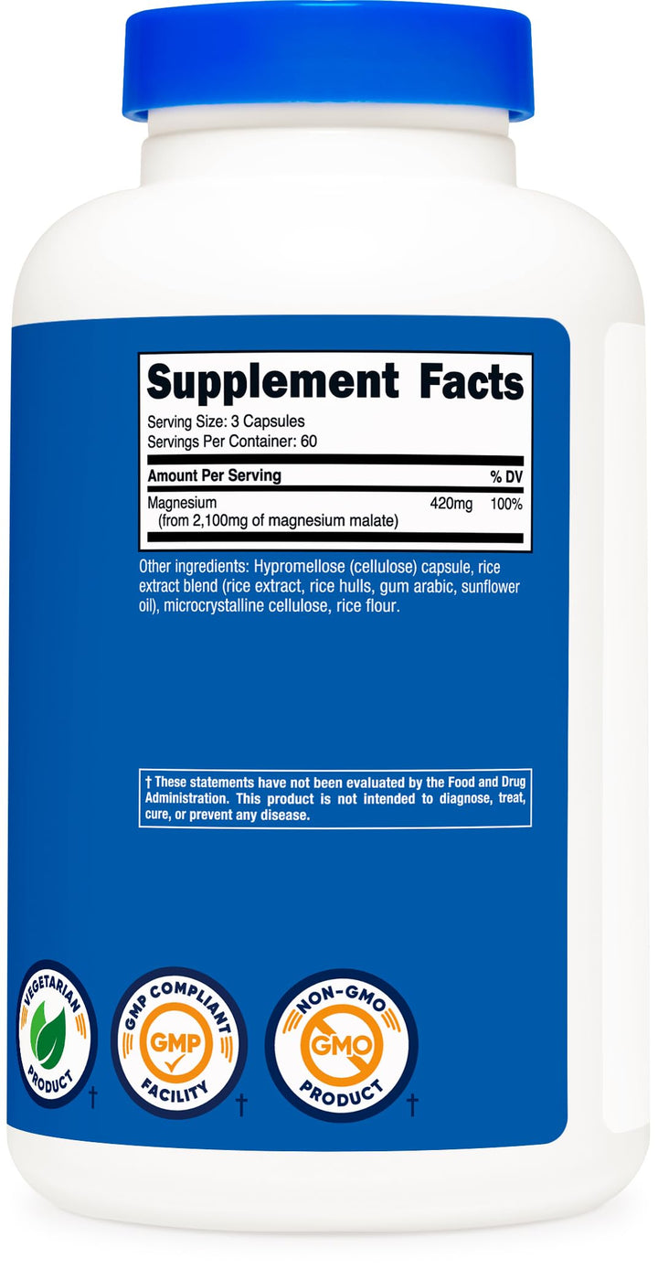 Nutricost Magnesium Malate 2,100 Mg - 180 Capsules | نوتريكوست مغنيسيوم ماليات 2100 ملغ - 180 كبسولة #3