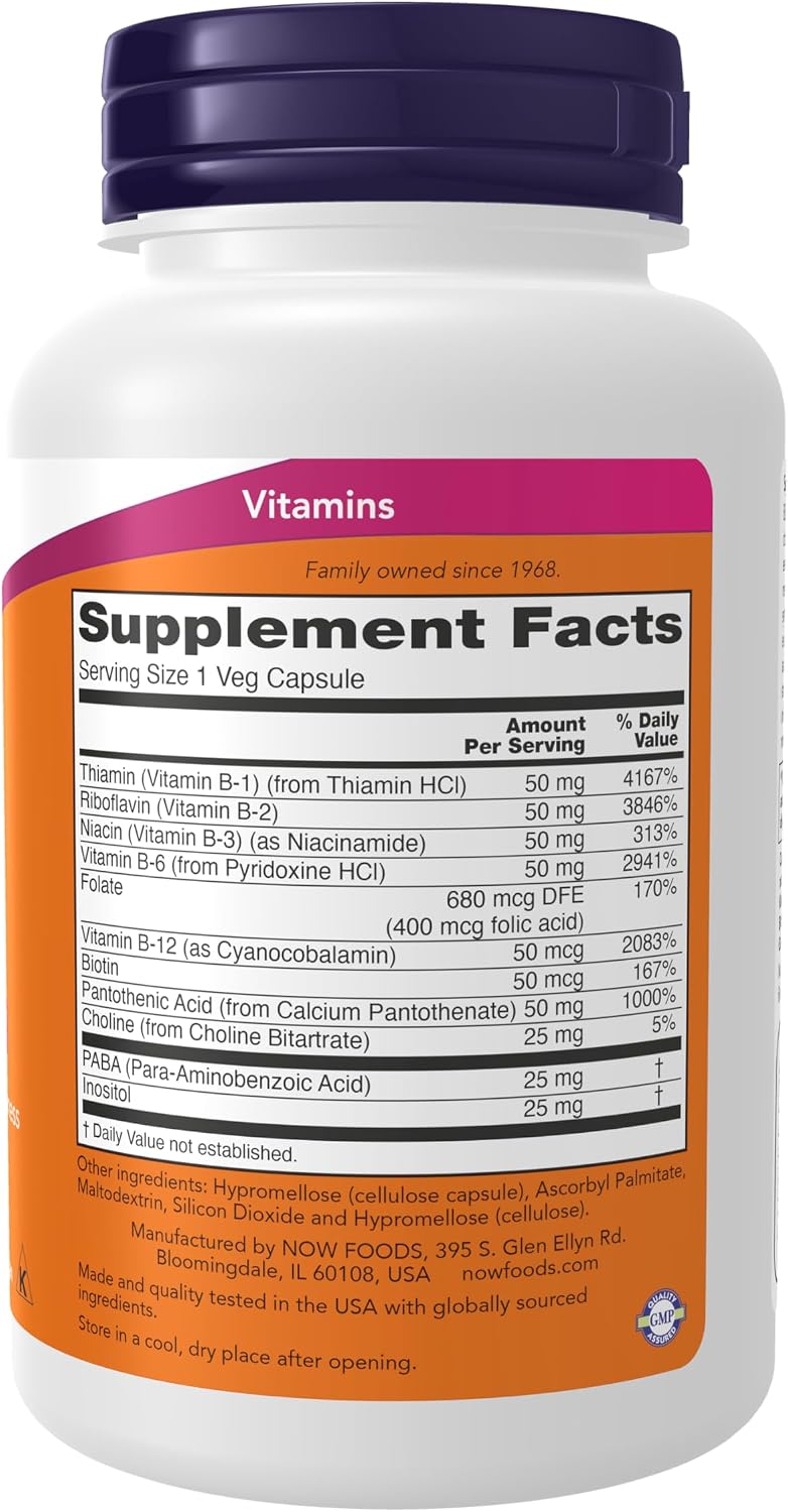 now Vitamin B-50 - 100 Veg Capsules - 50mg | ناو فيتامين ب- 100 كبسولة نباتية - 50 ملغ