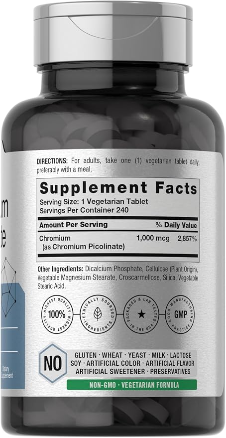 Horbäach Chromium Picolinate 1000mcg - 240 Tablets | هورباخ مكمل كروميوم بيكولينات 1000 مكغ - 240 قرص
