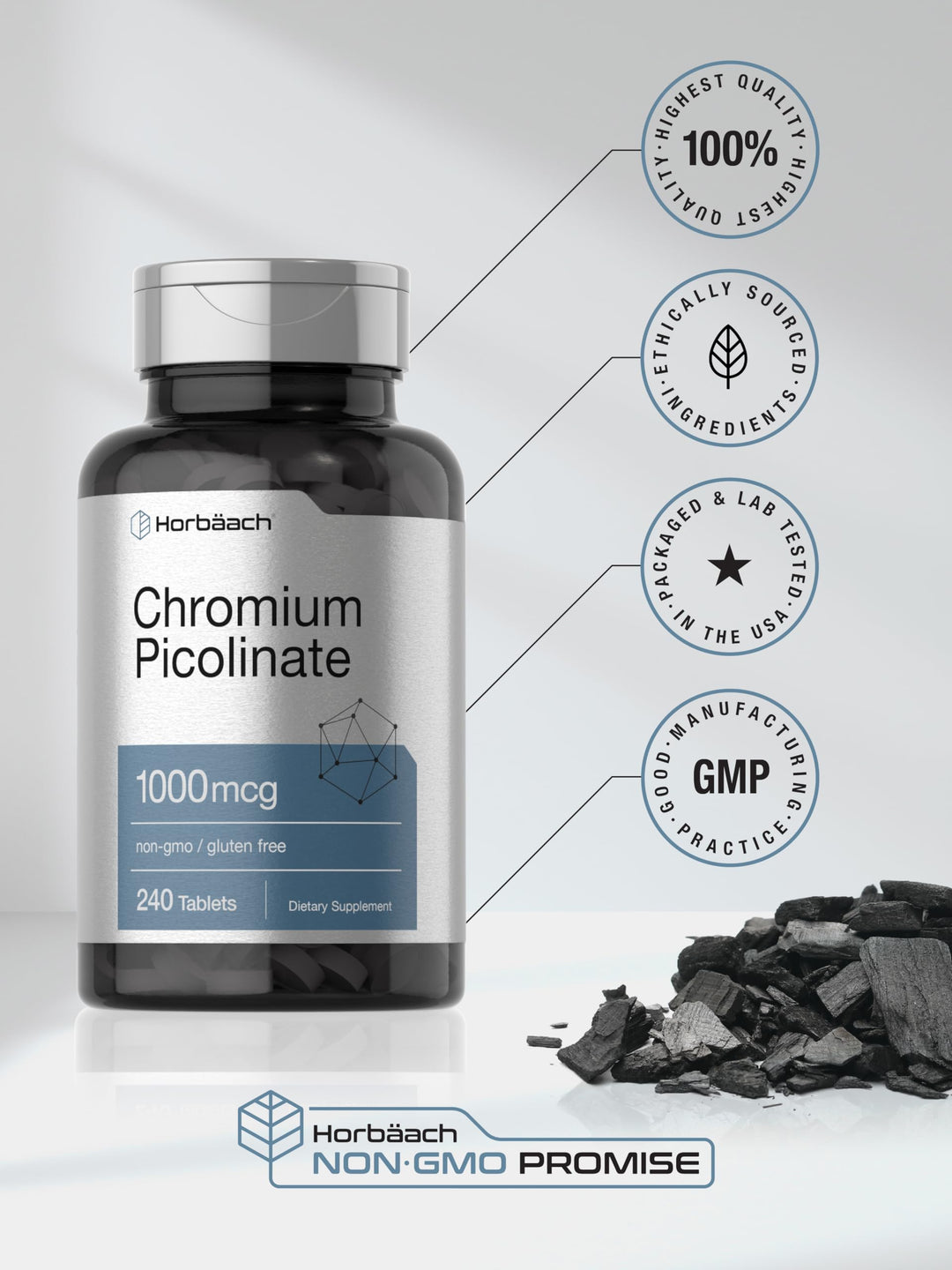 Horbäach Chromium Picolinate 1000mcg - 240 Tablets | هورباخ كروم بيكولينات 1000 ميكروغرام - 240 قرص #4
