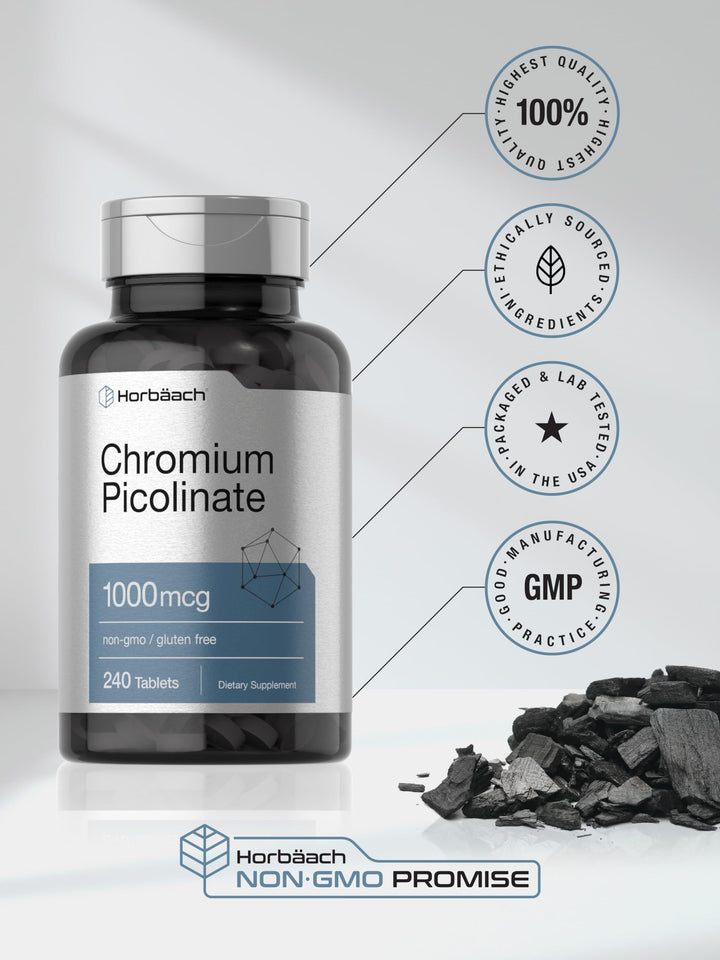 Horbäach Chromium Picolinate 1000mcg - 240 Tablets | هورباخ كروم بيكولينات 1000 ميكروغرام - 240 قرص #4