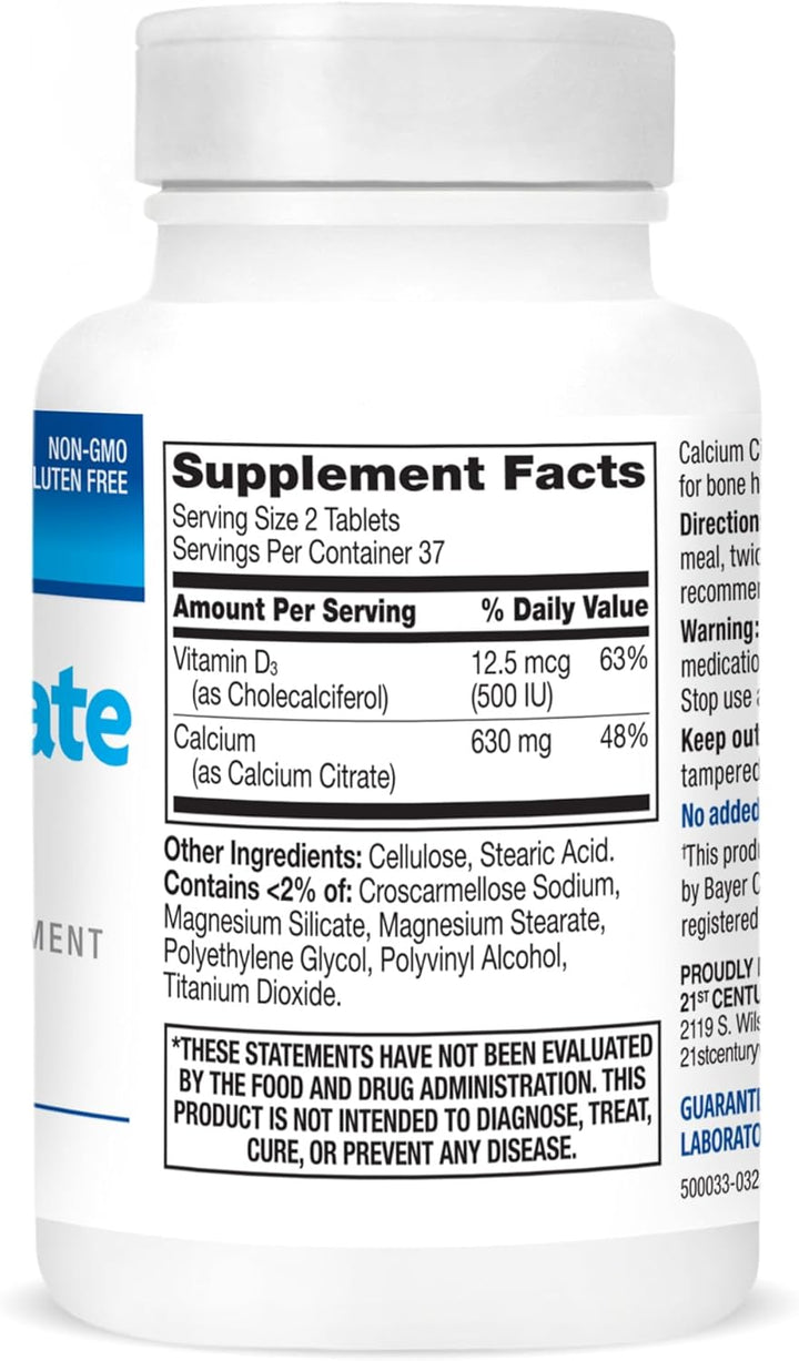 21st Century Calcium Citrate Plus D Maximum - 75 Tablets | تونتي فيرست سينشري اقراص سترات الكالسيوم وفيتامين دال - 75 قرص