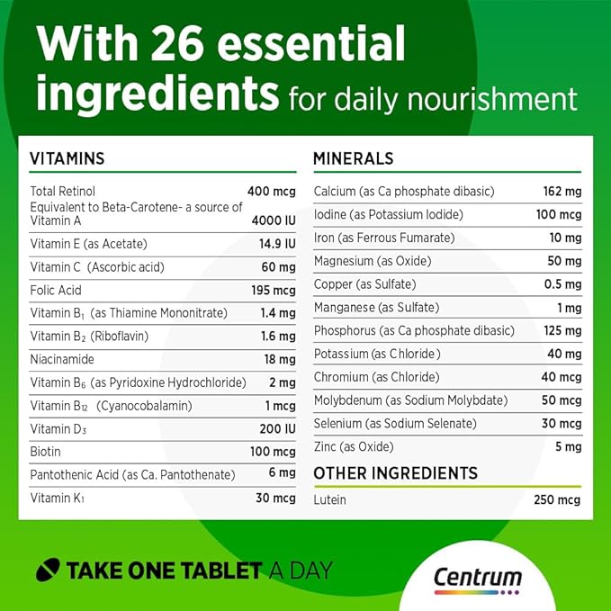 Centrum Adult Multivitamin - 30 Tablets | سنتروم مكمل غذائي للبالغين - 30 قرص