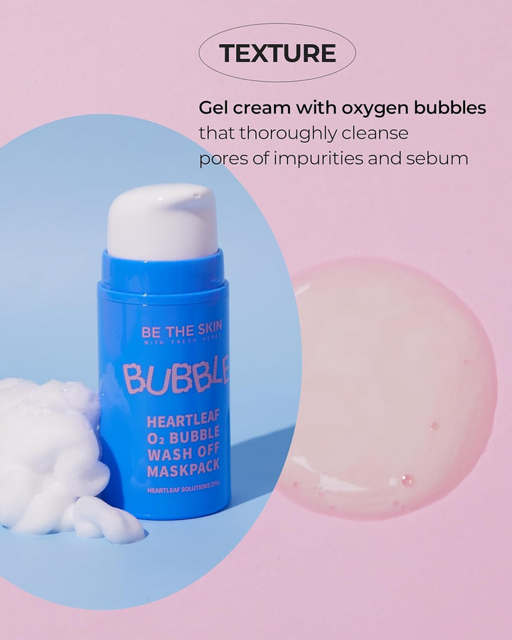 BE THE SKIN Heartleaf O2 Bubble Wash Off Mask Pack - 50g | ماسك الفقاعات بالأكسجين بخلاصة الهارتليف – 50 غرام