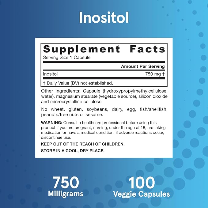 Jarrow Formulas Inositol Cellular Health 750 mg - 100 Capsules | جارو فورميلاز مكمل اينوزيتول 750 مغ - 100 كبسولة