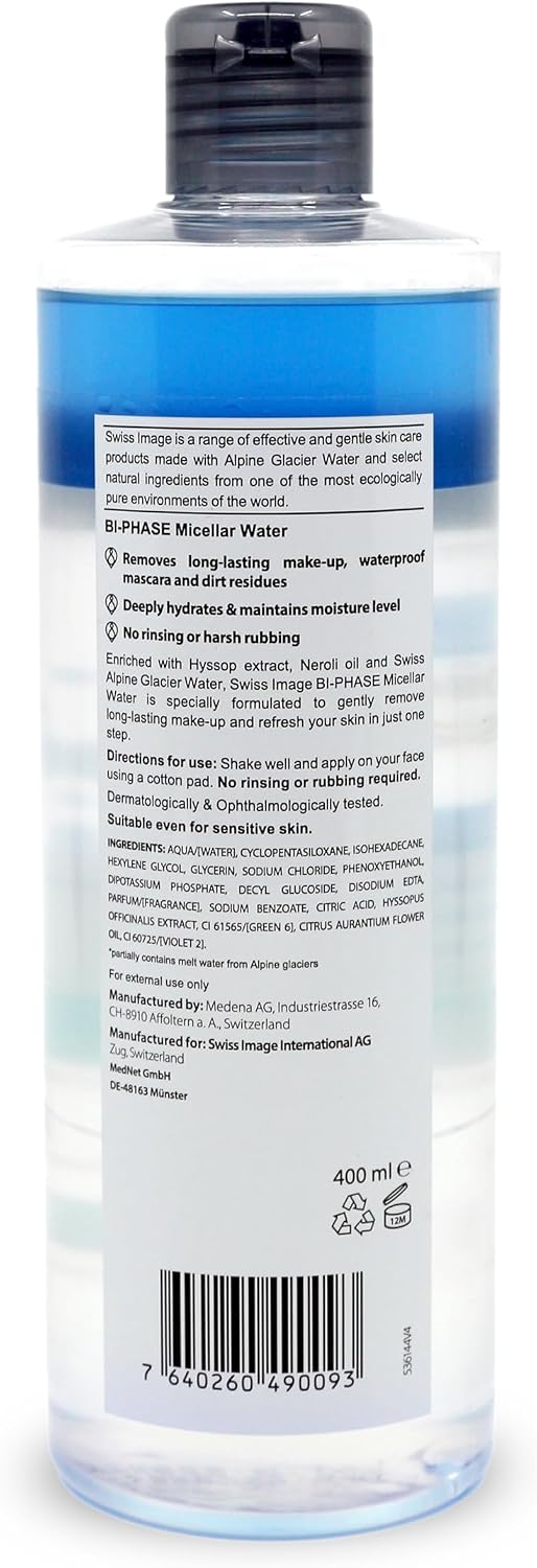 Swiss Image Bi-Phase 3-In-1 Micellar Water - 400ml | سويس إميج مزيل مكياج ميسيلر 3 في 1 - 400 مل