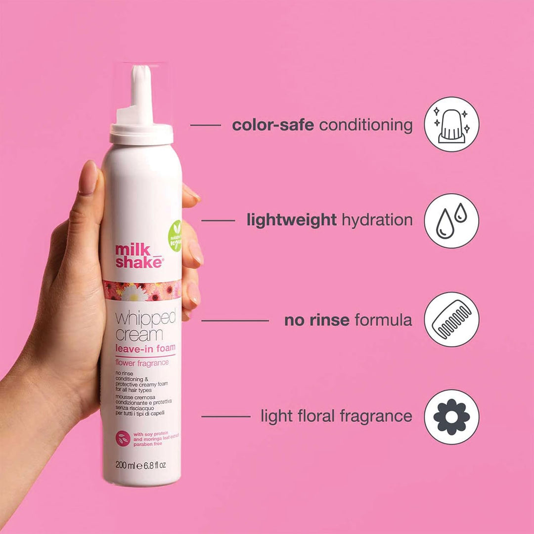 Milk shake Whipped Cream Leave-in Foam Flower Fragrance - 200 ml | ميلك شيك ليف ان رغوي برائحة الورد - 200 مل