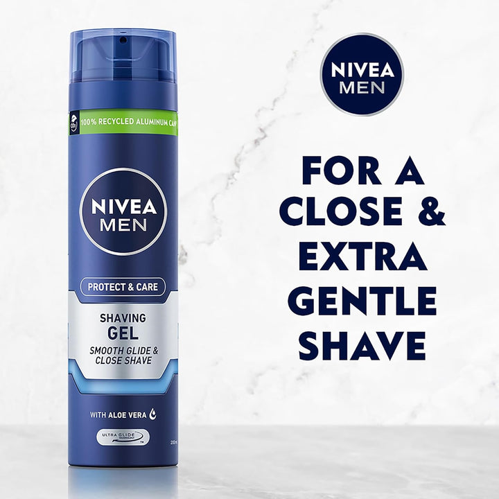 NIVEA Protect & Care Shaving Gel Smooth Glid And Close Shave - 200ml | نيفيا جل حلاقة للرجال - 200 مل