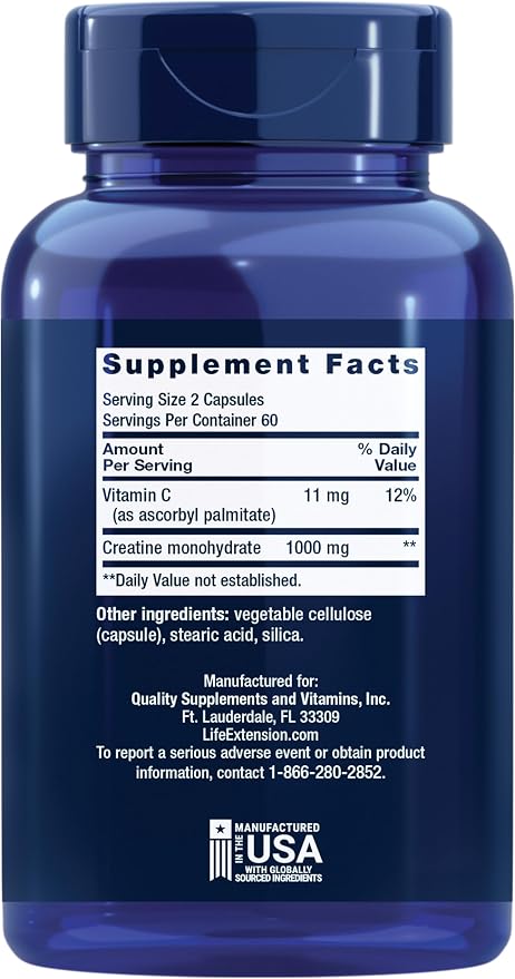 Life Extension Creatine Capsules - 120 Capsules |لايف إكستنشن كرياتين – 120 كبسولة