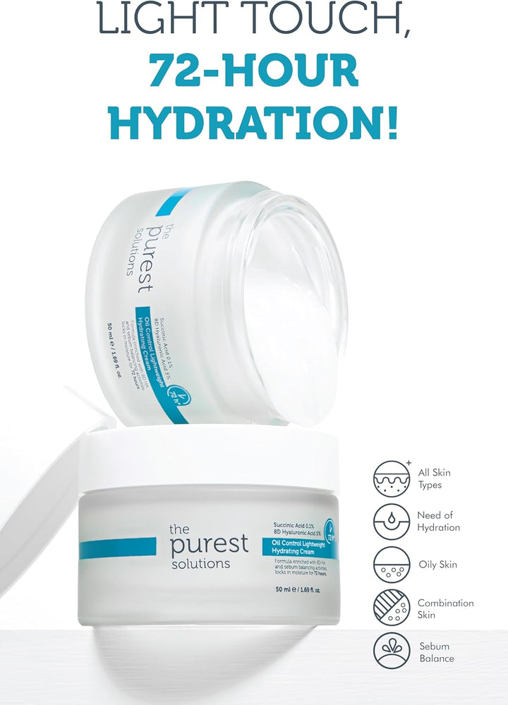 The Purest Solutions Oil Control Lightweight Hydrating Cream - 50ml | ذا بيورست سوليوشنز كريم ترطيب خفيف للتحكم بالزيوت – 50 مل