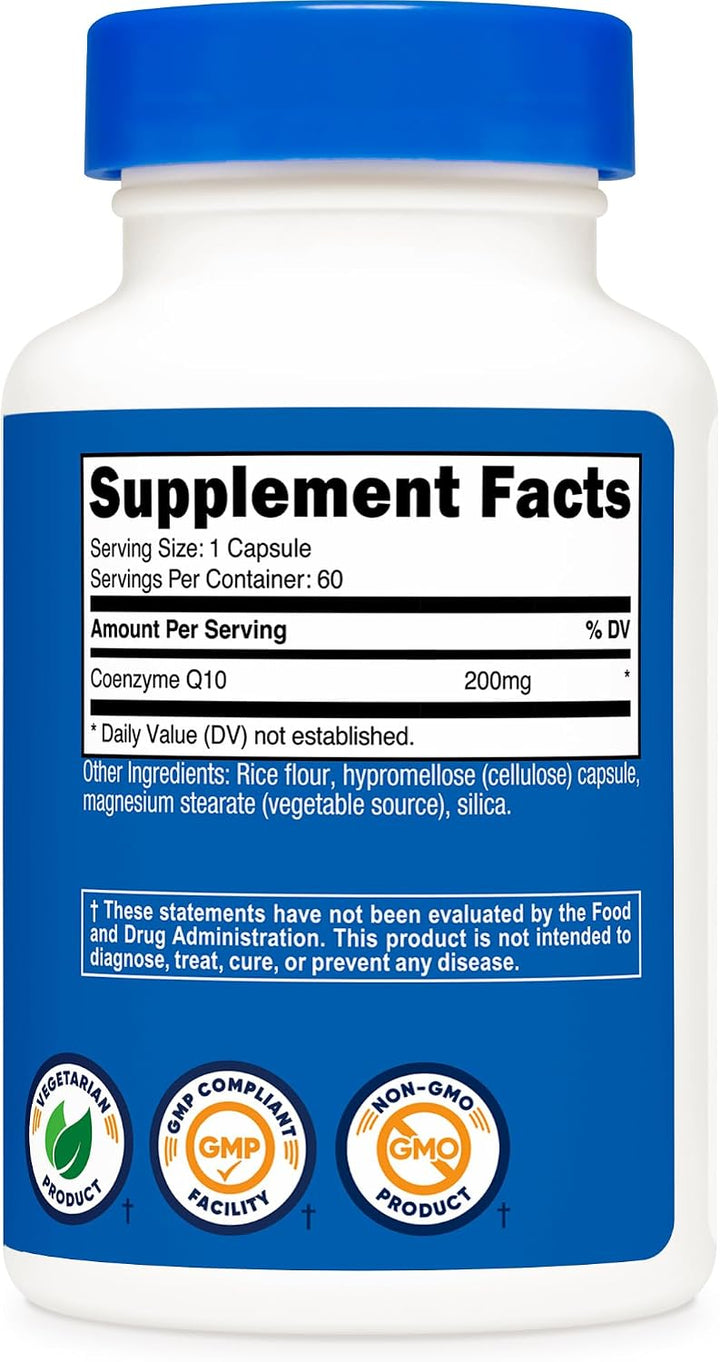 Nutricost CoQ10 200 mg - 60 Capsules   | Q10 نيوتريكوسـت كوإنزيم  بتركيز 200 ملغ - 60 كبسولة