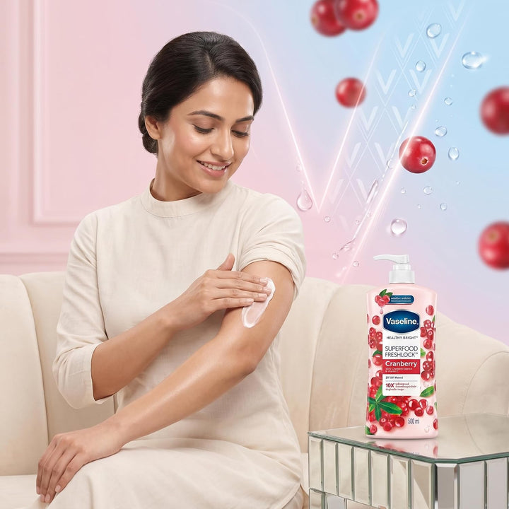 VASELINE Healthy Bright Superfood Freshlock Cranberry - 500ml| فازلين لوشن  برائحة التوت البري -500مل