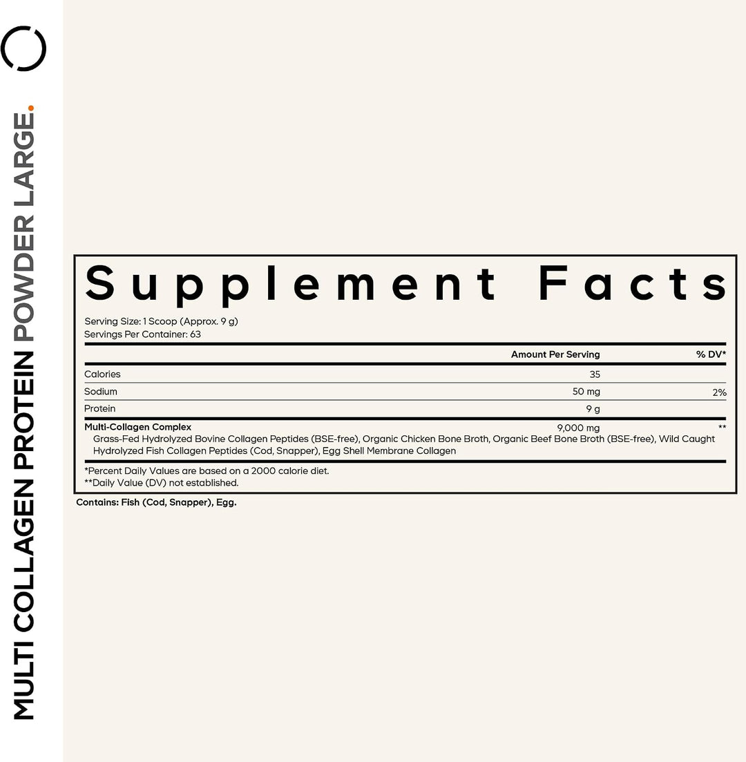 Codeage Multi Collagen Peptides Powder Unflavored - 567g | كوديج مسحوق ببتيدات الكولاجين المتعدد غير المنكه - 567 غرام