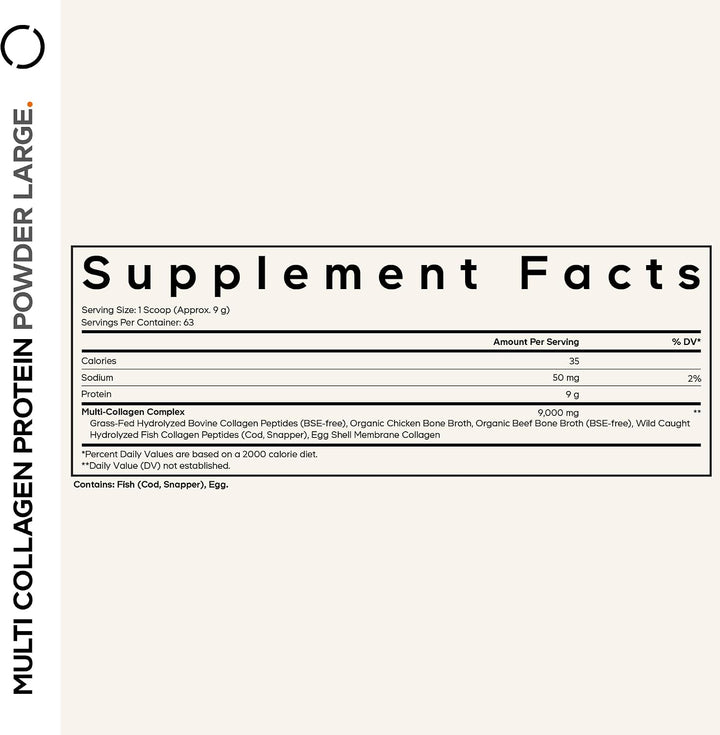 Codeage Multi Collagen Peptides Powder Unflavored - 567g | كوديج مسحوق ببتيدات الكولاجين المتعدد غير المنكه - 567 غرام