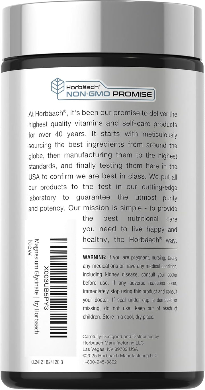 Horbäach Magnesium Glycinate 250mg - 120 Softgels | هورباخ مكمل مغنيسيوم جلايسينات 250 ملغ - 120 كبسولة هلامية