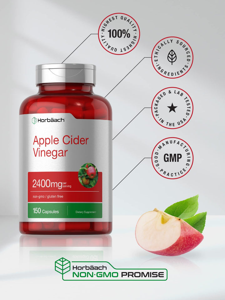 Horbäach Apple Cider Vinegar 2400mg - 150 Capsules | هورباخ خل التفاح 2400 ملغ - 150 كبسولة #3