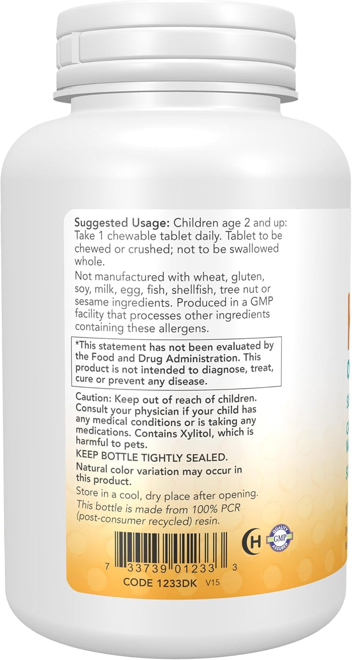 Now Kid Cal Orange U Delicious - 100 Tablets | ناو مكمل اقراص قابلة للمضغ للأطفال متعدد الفيتامينات - 100 قرص