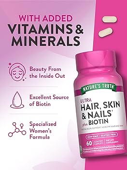 Nature's Truth Hair Skin and Nails & Biotin - 60 Caplets - 60 كبسولة | نيتشرز تروث ألترا شعر جلد وأظافر مع بيوتين - 60 كبسولة #4