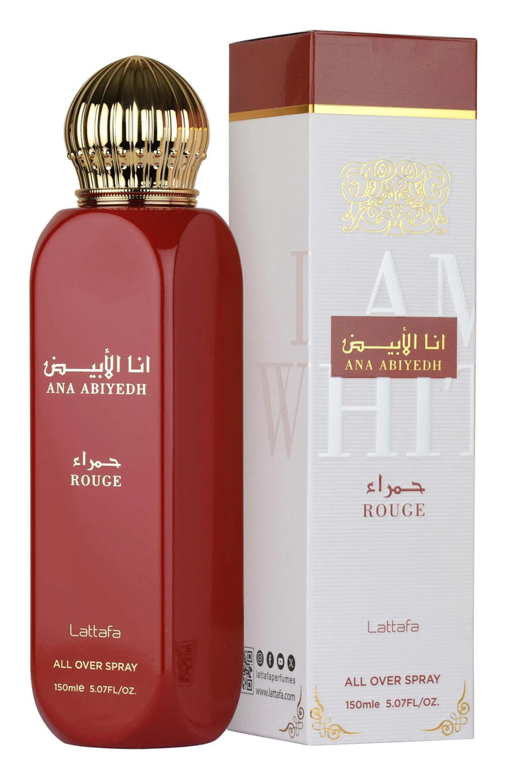 lattafa |عطر انا الابيض روج للشعر والجسم  150مل لطافة