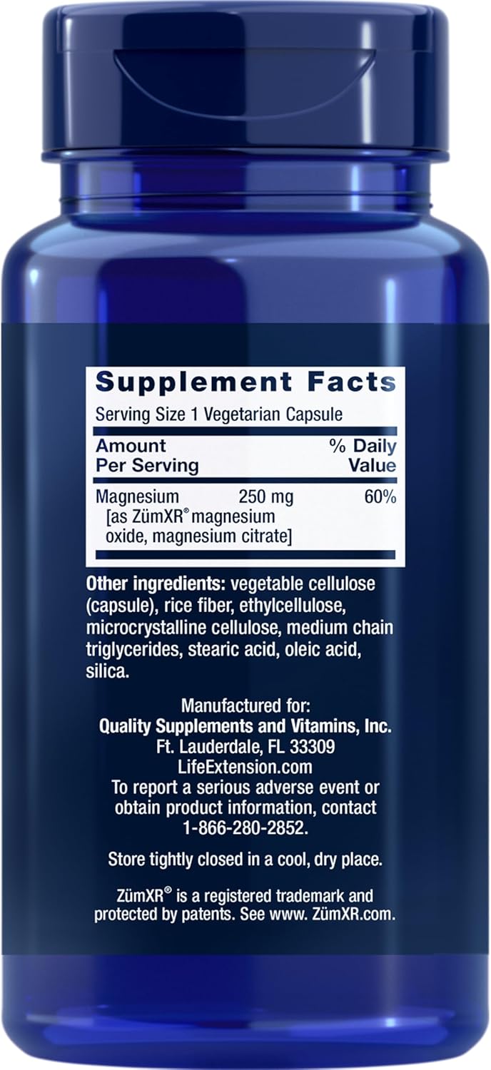 Life Extension Extend Release Magnesium - 60 Vegetarian Capsules| لايف إكستنشن مغنيسيوم ممتد الإطلاق - 60 كبسولة نباتية