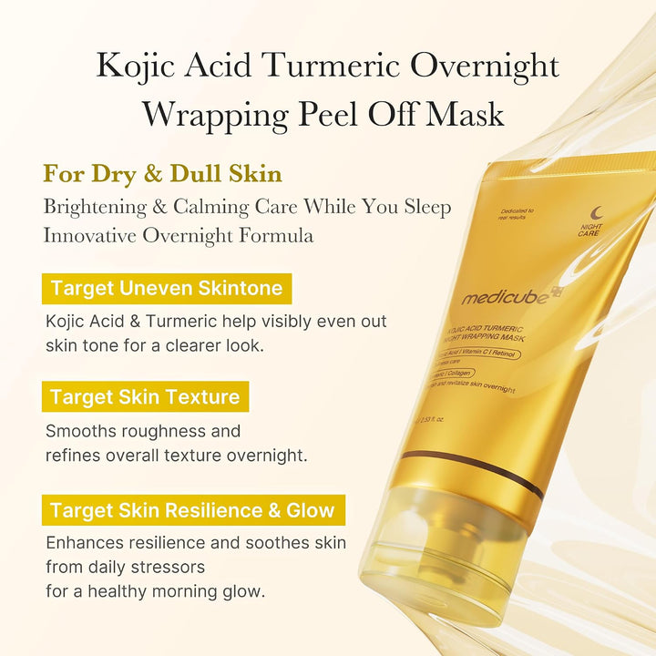 Medicube Kojic Acid Turmeric Night Wrapping Mask - 75ml | ميدي كيوب ماسك الكوجيك أسيد والكركم الليلي – 75 مل