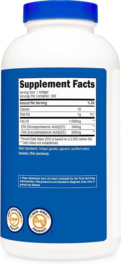 Nutricost omega 3 Fish Oil 1000 Mg - 240 Softgels | نيوتريكوست زيت السمك 1000 ملغ - 240 كبسولات هلامية