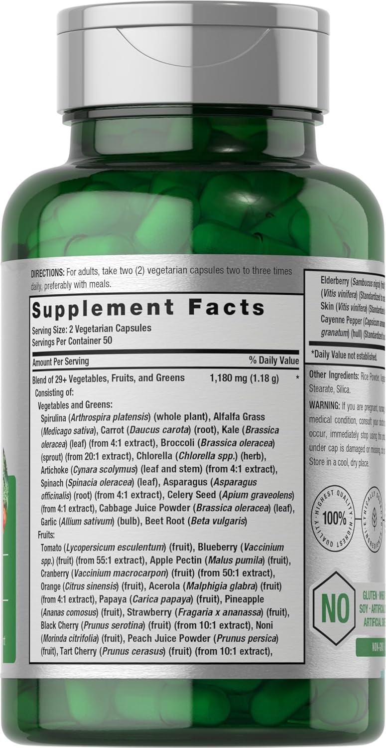 Horbäach Mega Fruits & Veggies - 100 Vegetarian Capsules | هورباخ مكمل فواكه وخضروات ميغا -  100 كبسولة