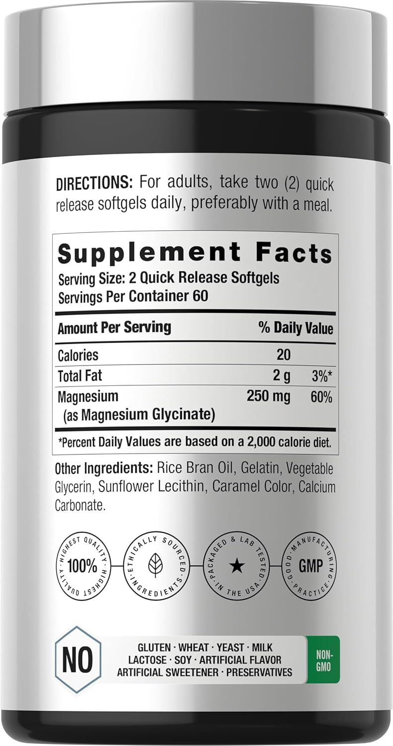 Horbäach Magnesium Glycinate 250mg - 120 Softgels | هورباخ مكمل مغنيسيوم جلايسينات 250 ملغ - 120 كبسولة هلامية