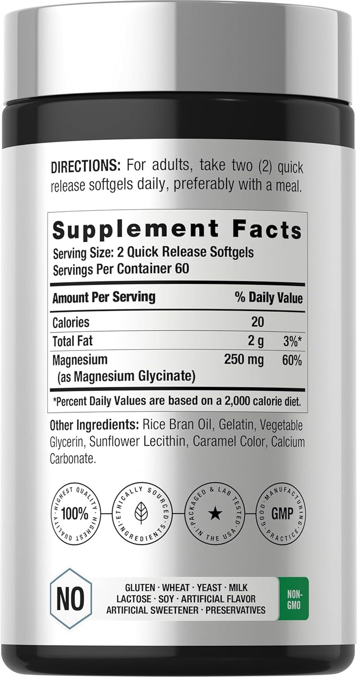 Horbäach Magnesium Glycinate 250mg - 120 Softgels | هورباخ مكمل مغنيسيوم جلايسينات 250 ملغ - 120 كبسولة هلامية