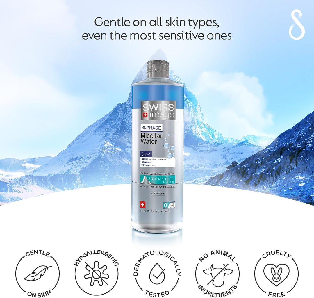 Swiss Image Bi-Phase 3-In-1 Micellar Water - 400ml | سويس إميج مزيل مكياج ميسيلر 3 في 1 - 400 مل