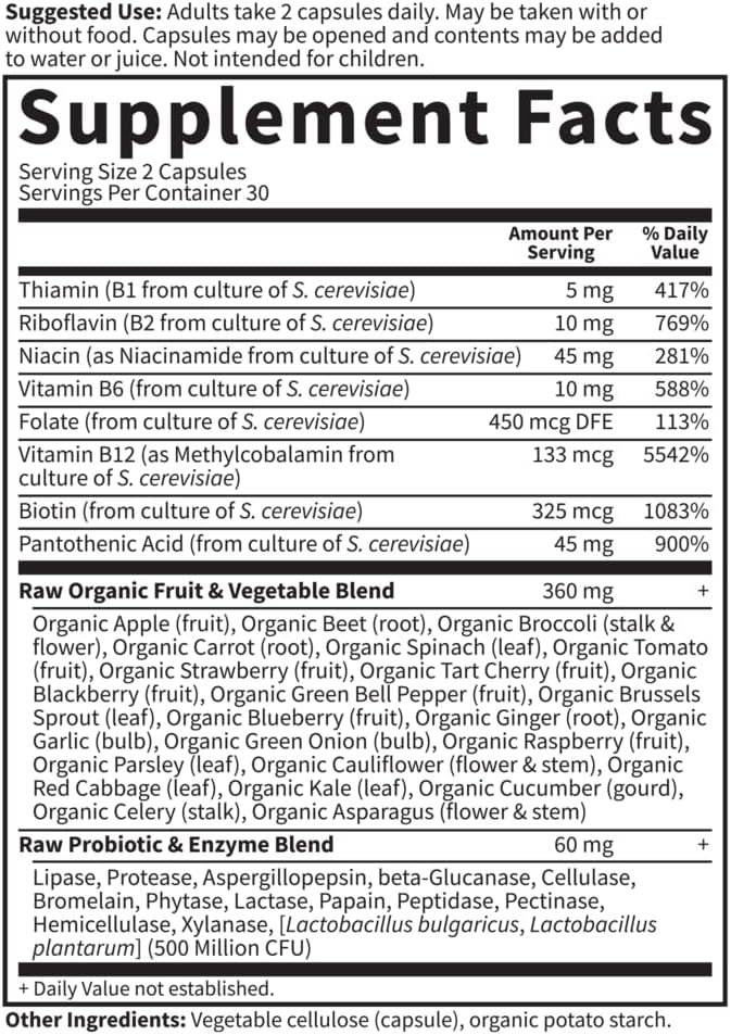Garden of Life Vitamin B Complex - 60 Vegan Capsules | جاردن أوف لايف مكمل متعدد الفيتامينات - 60 كبسولة