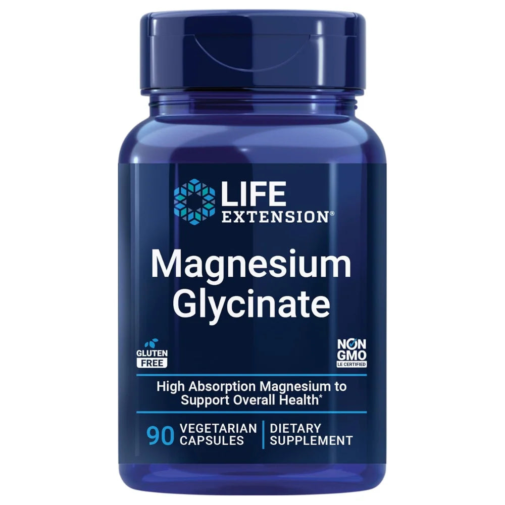 Life Extension Magnesium Glycinate - 90 Vegetarian Capsules |لايف إكستنشن مغنيسيوم غليسينات – 90 كبسولة نباتية