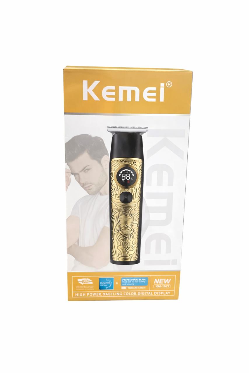 Kemei LCD Digital High-Speed Hair Clipper With Stainless Steel Carving Blade | مكينة حلاقة كيمى KM-1577 بشاشة رقمية ملونة عالية القوة