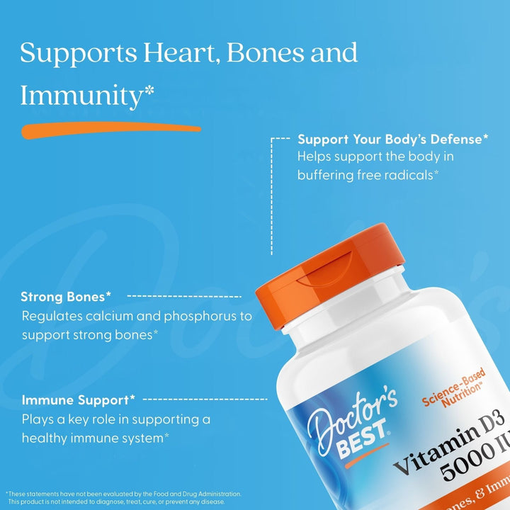 Doctors Best Vitamin D3 5000 IU 125 mcg - 180 Softgels | دوكتورز بست فيتامين د3 5000 وحدة دولية - 180 سوفت جل #2