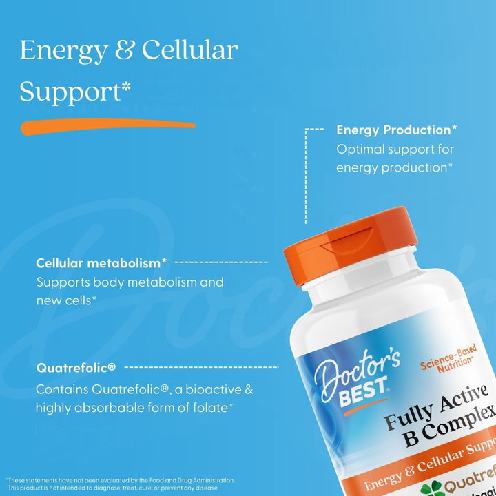 Doctors Best Fully Active Vitamin B Complex Quatrefolic - 30 Veggie Capsules - 30 كبسولة | دوكتورز بيست مكمل ب مركب نشط بالكامل - 30 كبسولة #2