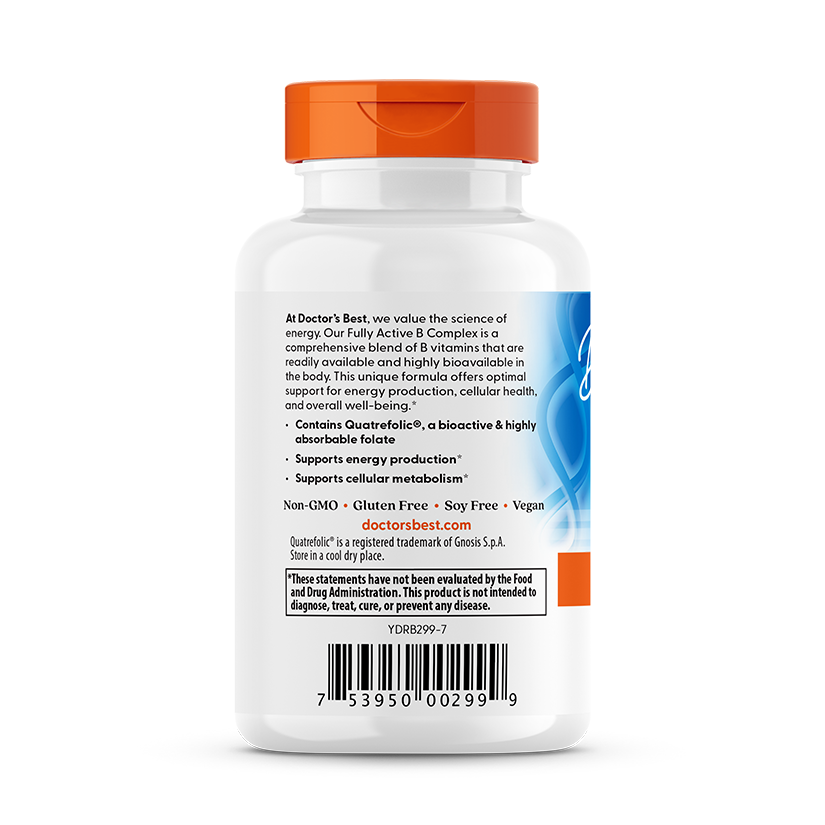 Doctors Best Fully Active Vitamin B Complex Quatrefolic - 30 Veggie Capsules - 30 كبسولة | دوكتورز بيست مكمل ب مركب نشط بالكامل - 30 كبسولة #5