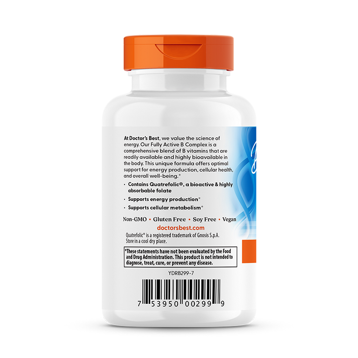 Doctors Best Fully Active Vitamin B Complex Quatrefolic - 30 Veggie Capsules - 30 كبسولة | دوكتورز بيست مكمل ب مركب نشط بالكامل - 30 كبسولة #5