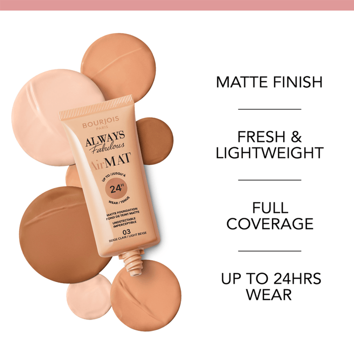 Bourjois Always Fabulous Air Mat Foundation - 30 ml| بورجوا كريم أساس مات -30 مل