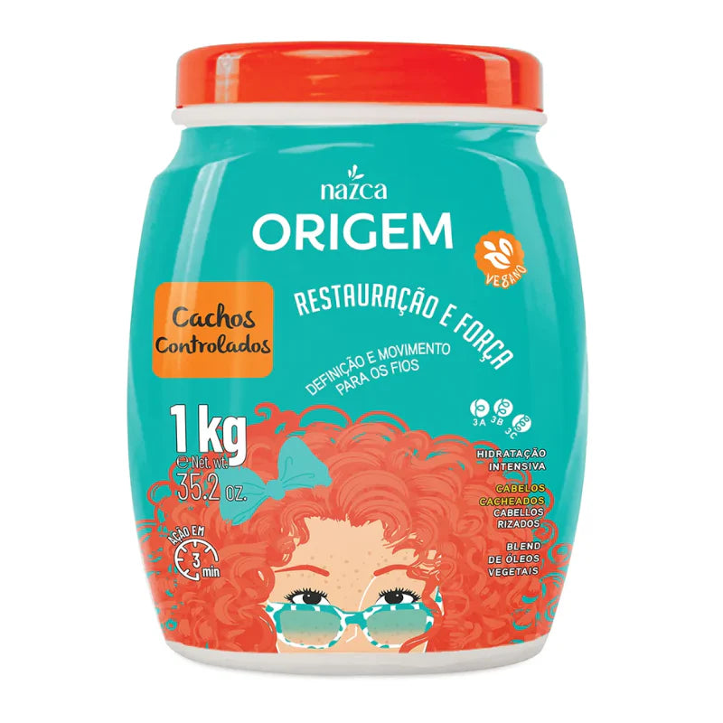 nazca Origem Creme De Hidratação Intensiva Cachos Controlados - 1kg | نازكا أوريجيم لترميم وتقوية الشعر الكيرلي 1 كغ - 1kغ