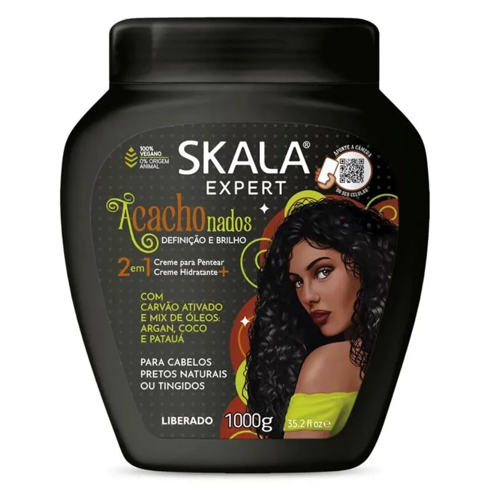 SKALA Creme de Nutricao 2 em 1 Acachonados - 1000g | سكالا كريم للشعر الأسود الطبيعي او المصبوغ 2 في 1 - 1000 غرام