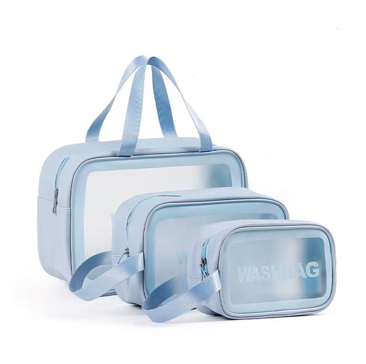 WASHBAG Sky blue rectangular 3-piece bag set | واش باج مجموعة حقائب - 3 قطع
