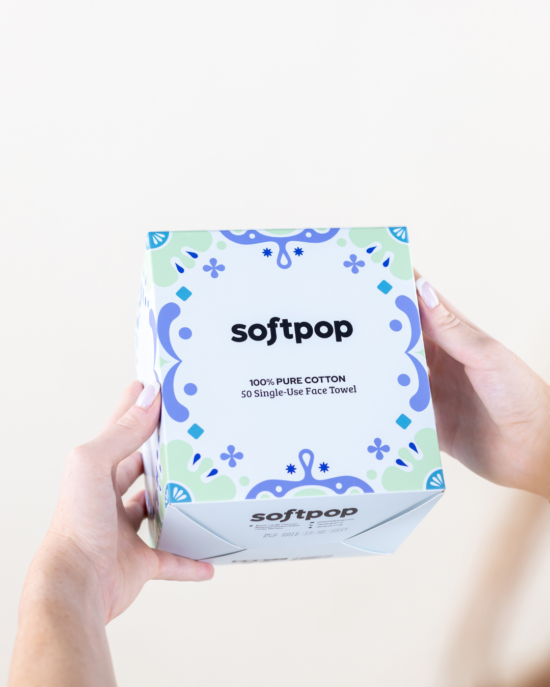 Soft pop 100% pure cotton 50 single use face towel | سوفت بوب مناديل وجه - 50 منديل