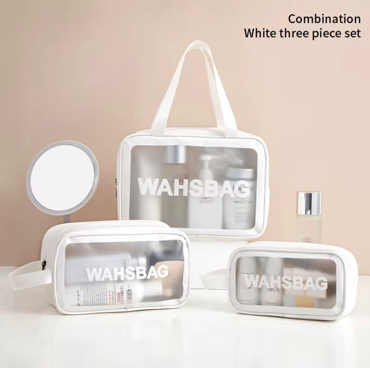 WASHBAG Off-white rectangular 3-piece bag set | واش باج مجموعة حقائب بلون اوف وايت - 3 قطع