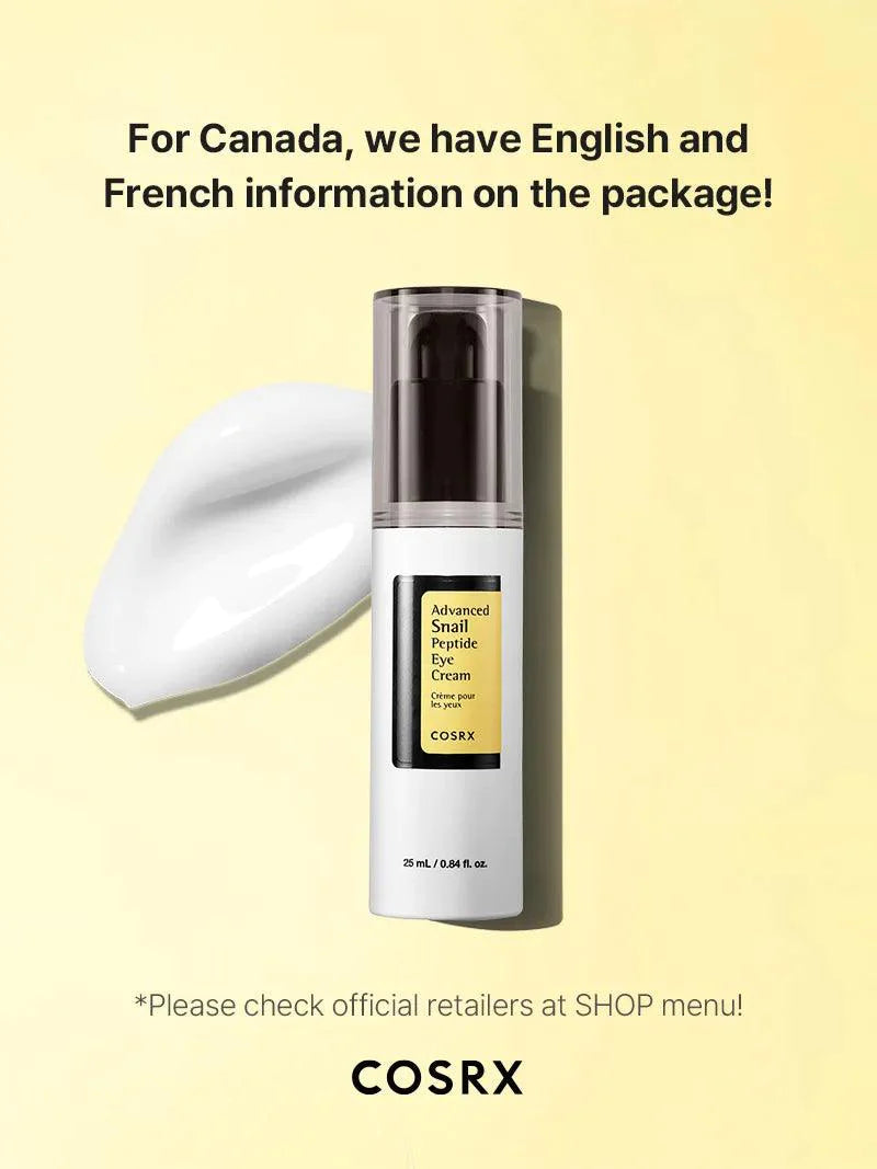 Cosrx Advanced Snail Peptide Eye Cream - 25ml |كوزركس مرطب حول العين بخلاصة الحلزون و البيبتيدات - 25 مل