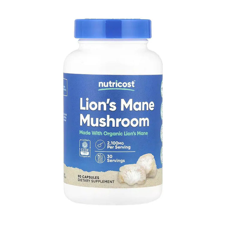 Nutricost Lion's Mane Mushroom 2100mg - 90 Capsules | نيوتريكوست مكمل فطر عرف الأسد العضوي 2100 ملغ - 90 كبسولة